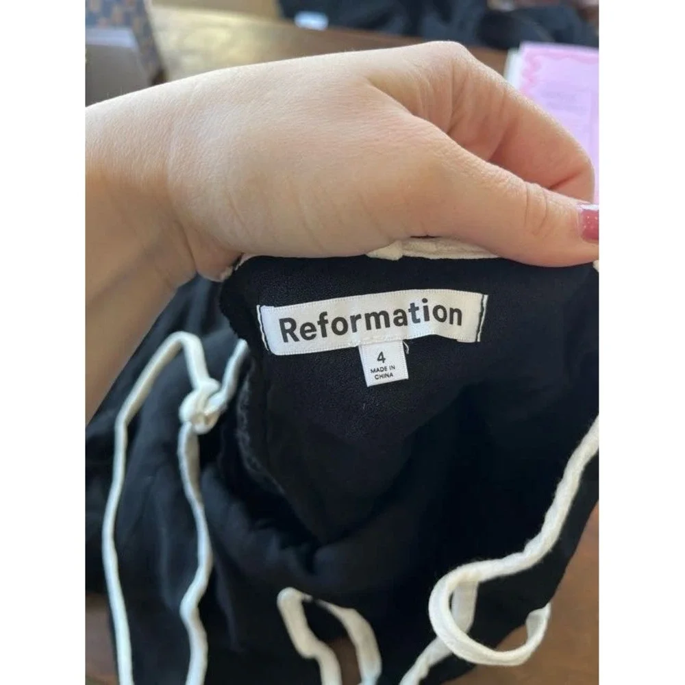 Reformation Black & White Contrast Mini Dress - Size 4 - Picture 6 of 8